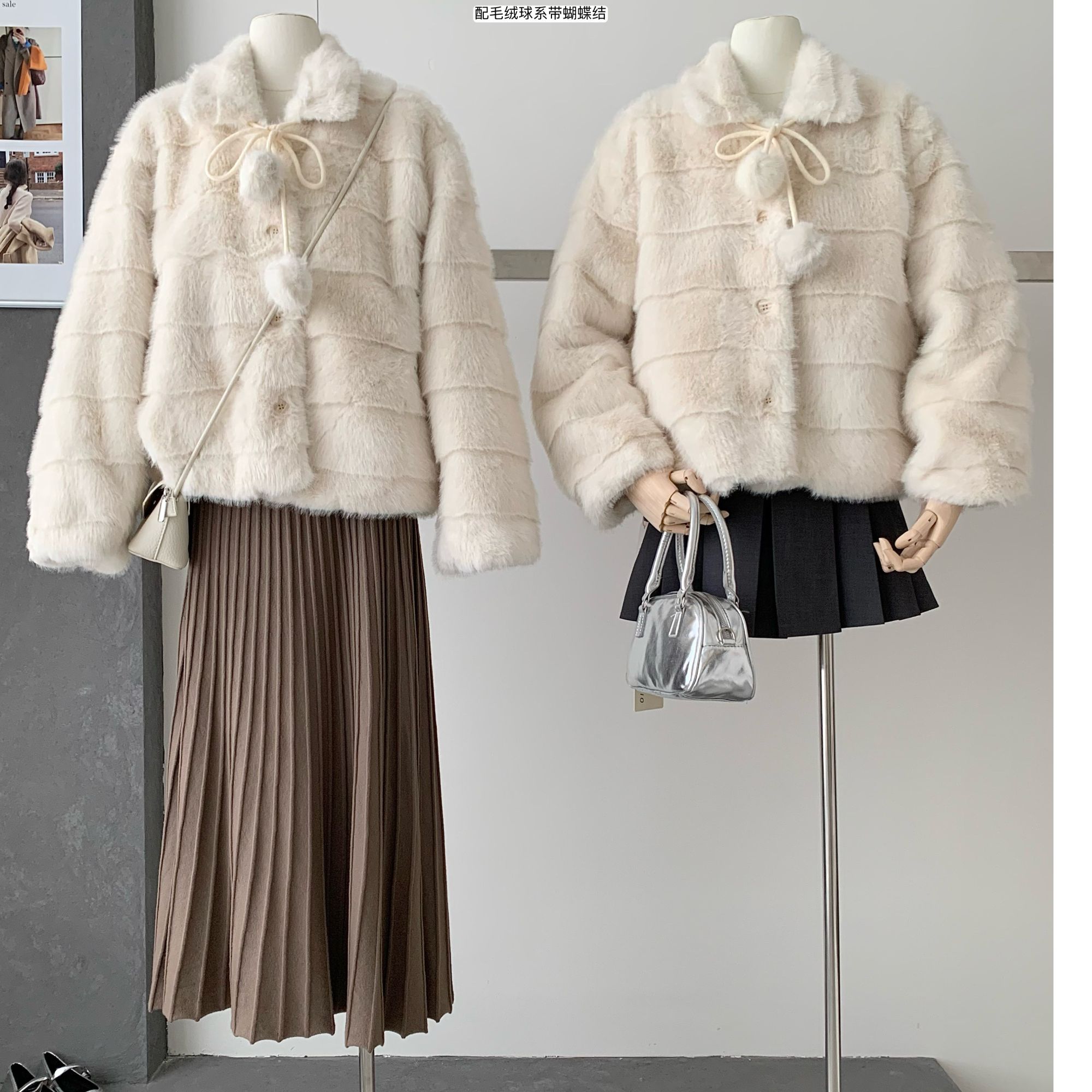 人造皮草 2025冬季新款韩版宽松显瘦立领短款棉服女环保毛毛水貂