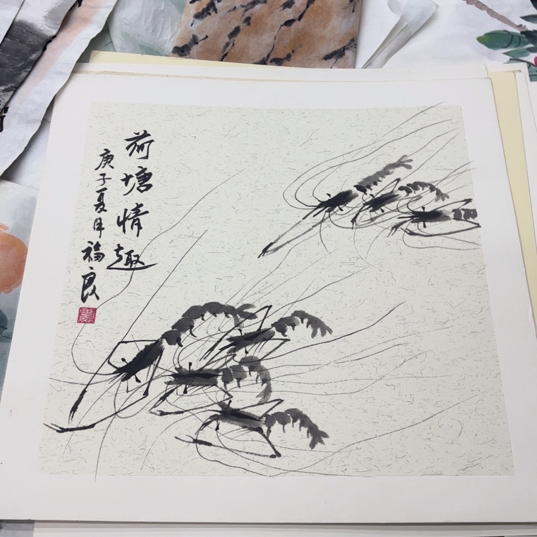 国画福良38卡纸作品童