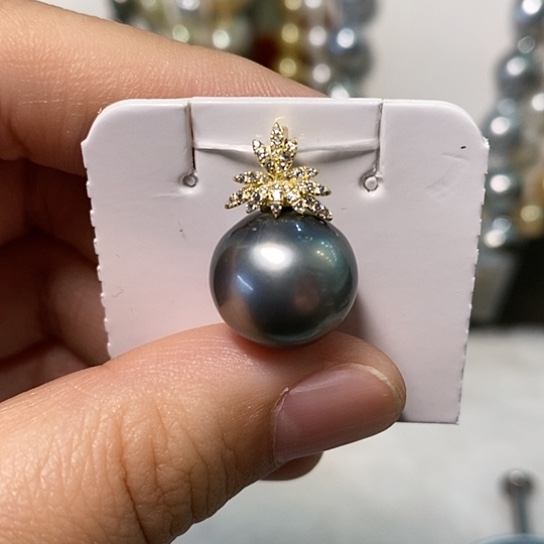 海水珍珠颈饰银S925镶嵌14