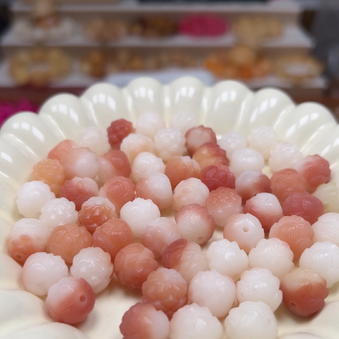 菩提根/象牙果手串卡12粉飘莲花23颗
