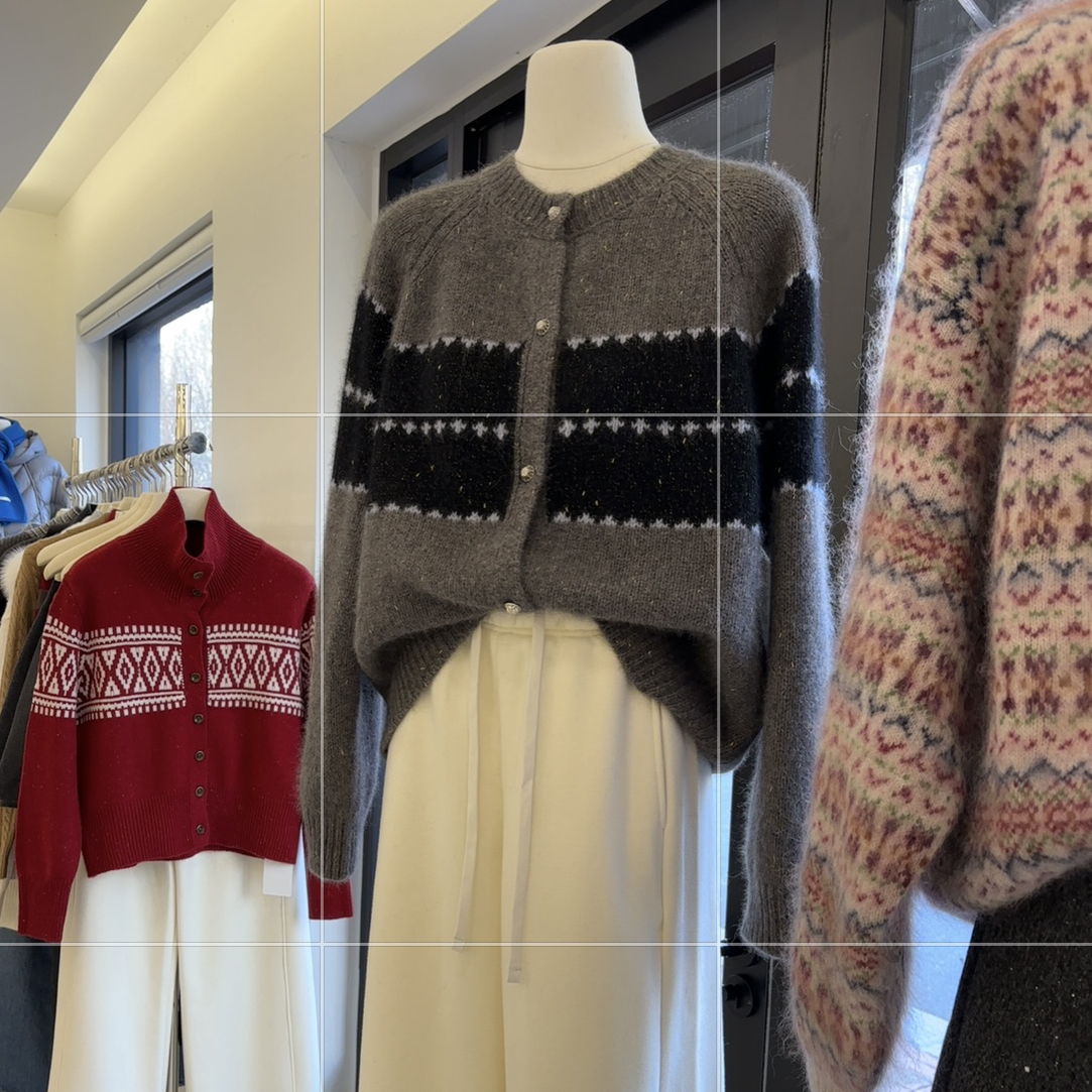 韩版高级感经典时髦撞色亮丝羊毛毛衣开衫女2025新时尚百搭上衣潮