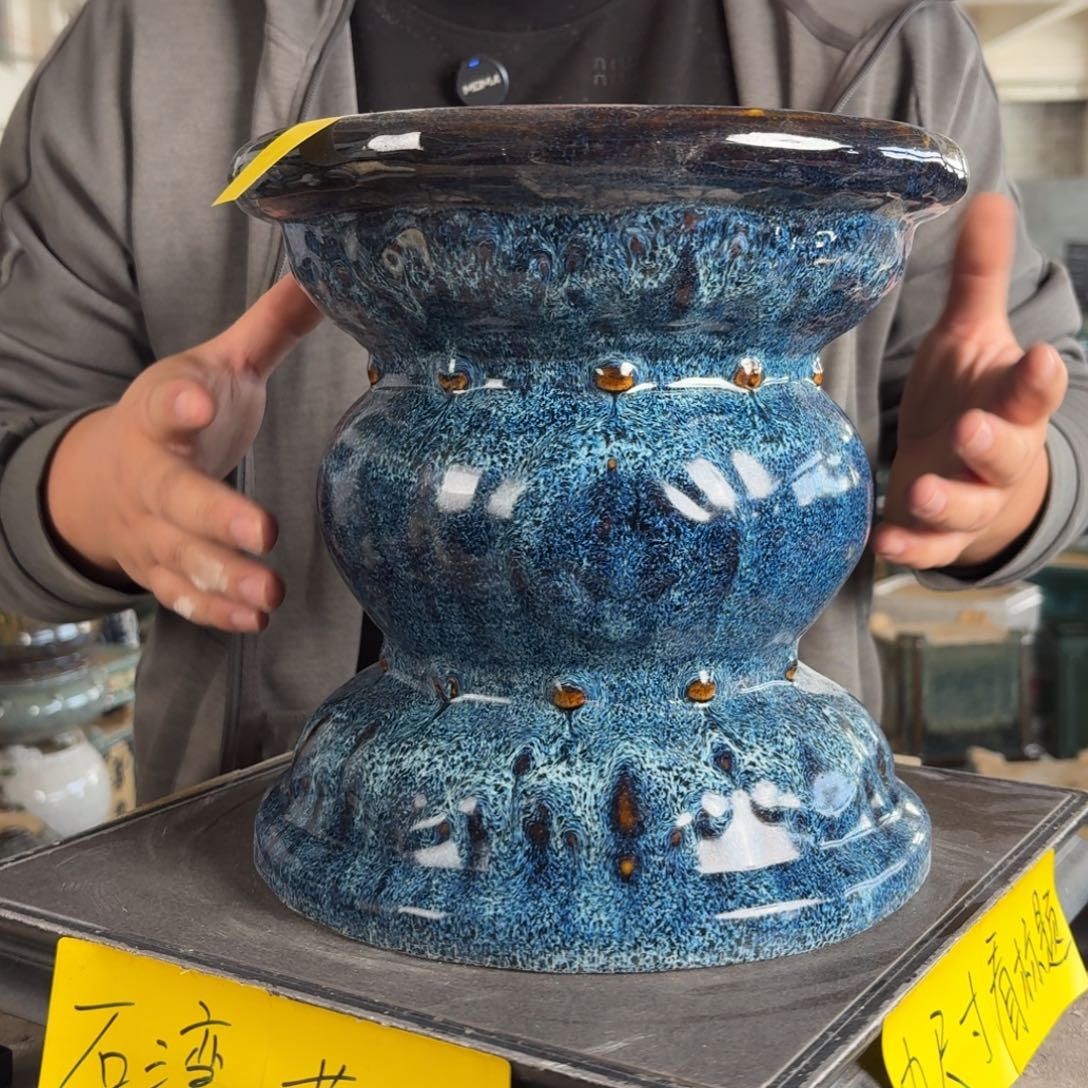 。一风堂石湾花盆 颗粒 打磨痕迹 面宽23高23