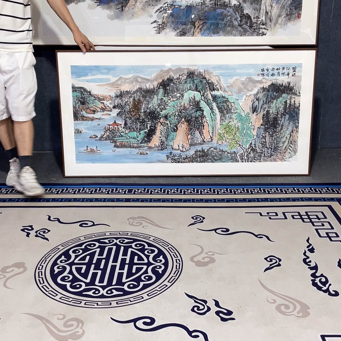 国画乐****弟手绘画作品带框