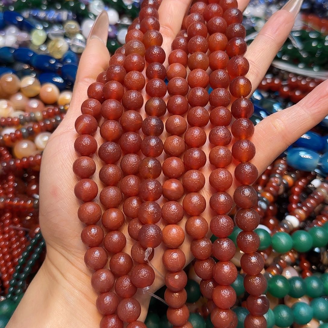 玛瑙/玉髓未镶嵌珠宝半成品12mm红玛瑙橘皮一条