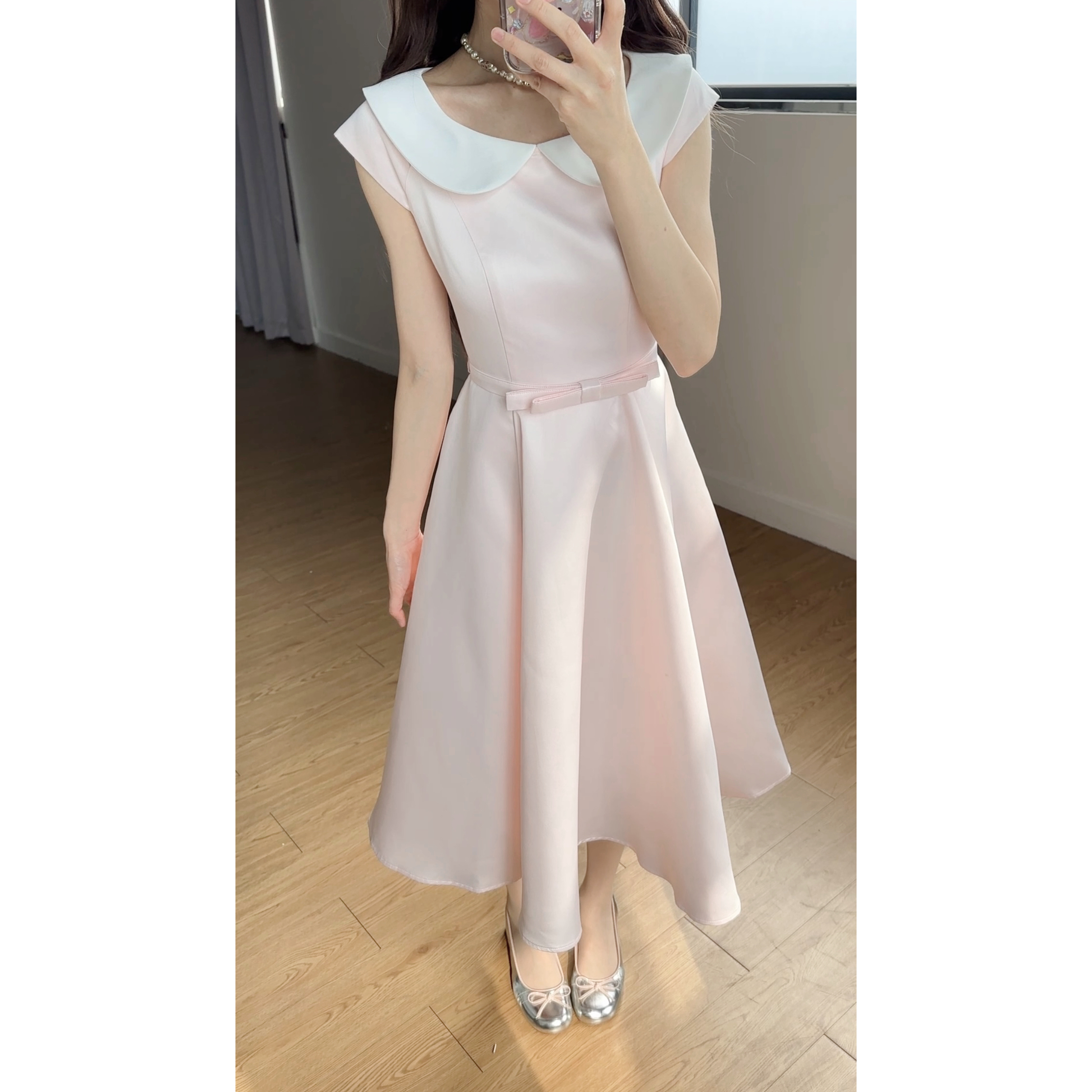 小小仟 温莎小姐/法式气质收腰娃娃领连衣裙赫本高级感公主长裙