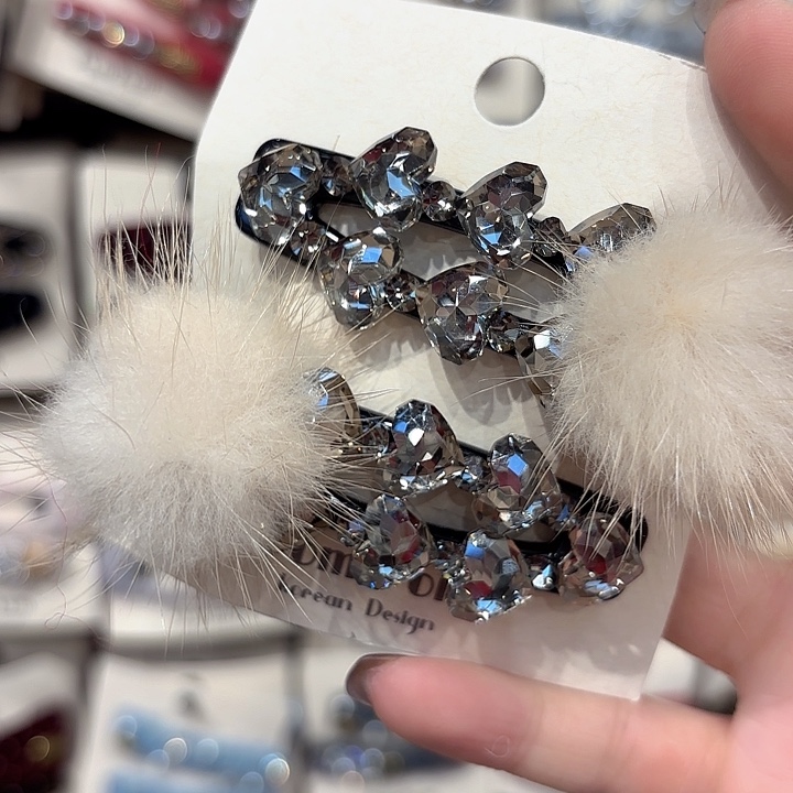 布艺铁合金毛毛压夹一对