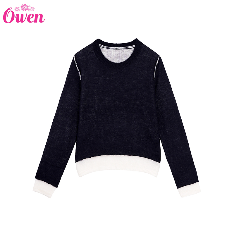 圆领长袖冬套头款羊驼毛保暖针织衫毛针织衫厚款HD83127