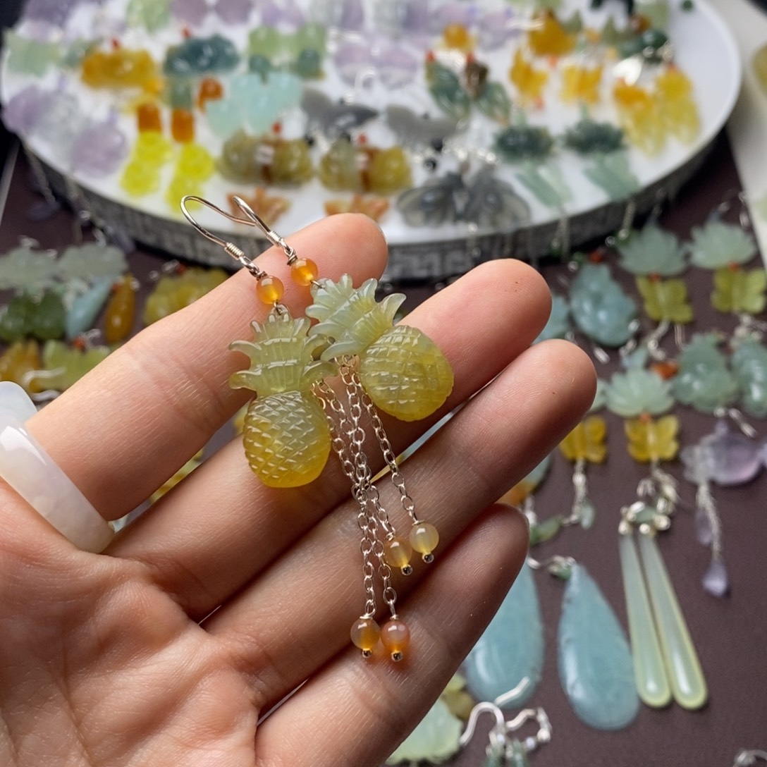 蛇纹石玉合金耳饰/颈饰