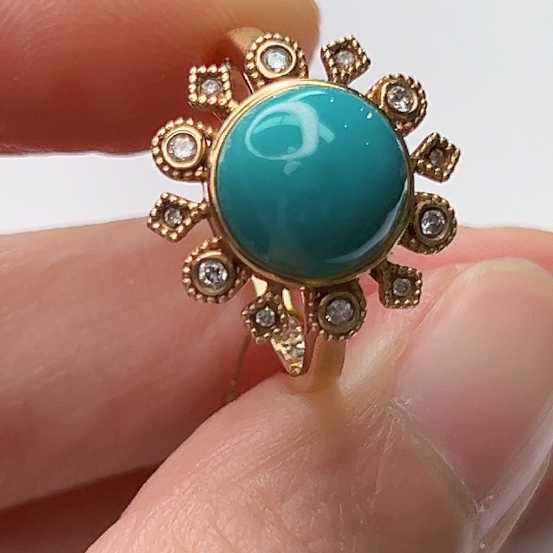 绿松石珠宝奇石18K金镶嵌