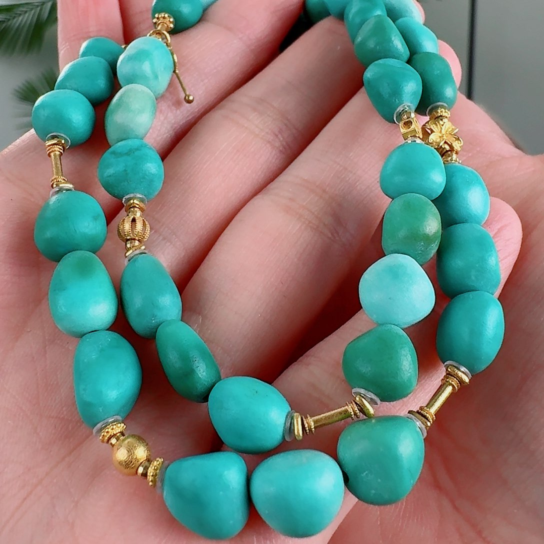 绿松石珠宝奇石18K金镶嵌