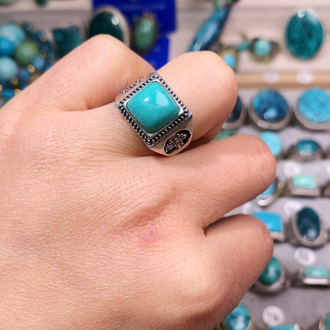 绿松石挂件银S925镶嵌