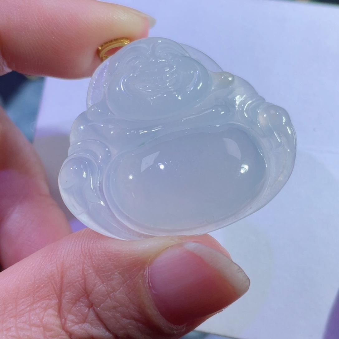 翡翠颈饰18K金镶嵌佛公