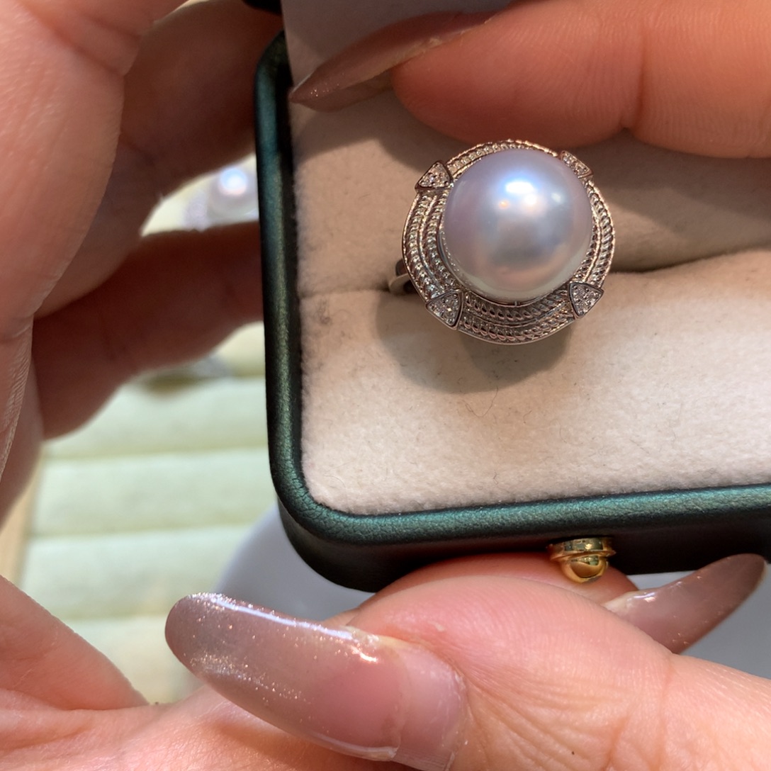 海水珍珠戒指14K金镶嵌