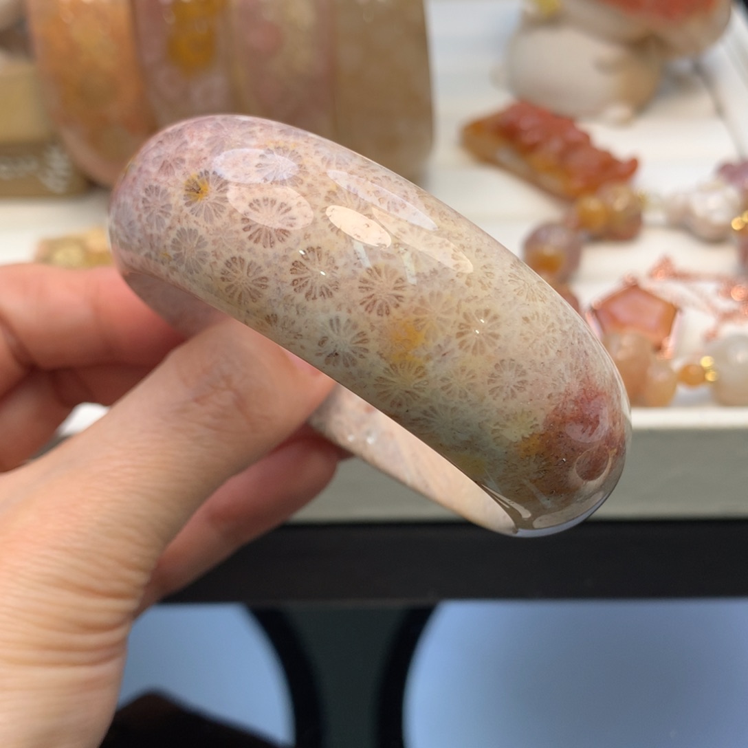 硅化珊瑚（珊瑚玉）手镯未镶嵌57口微微骨骼