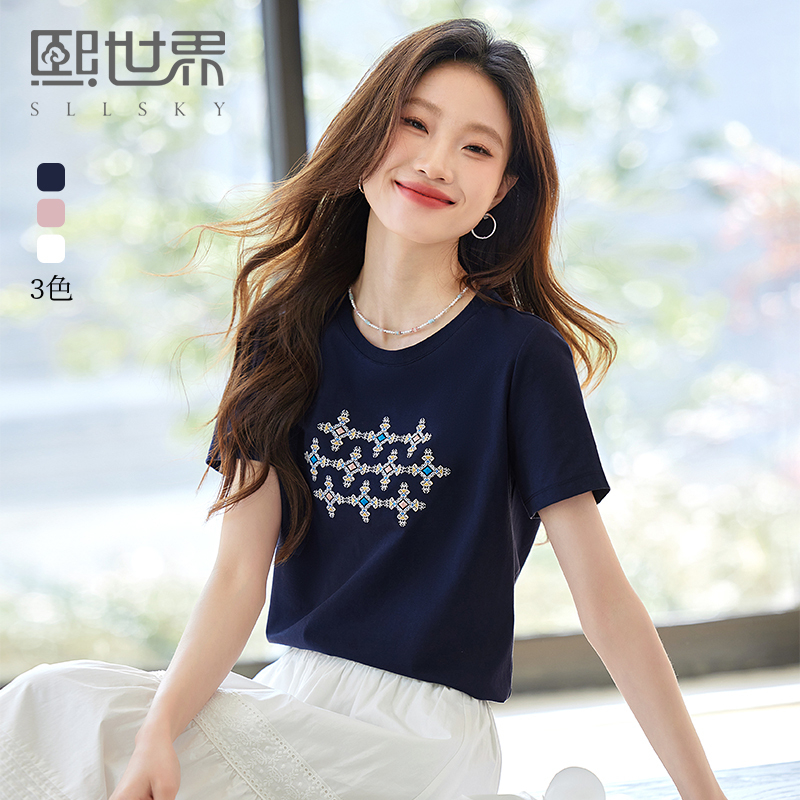 1B2ST102熙世界通勤淑女风格常规女装T恤
