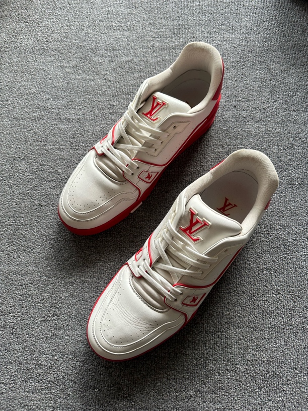 95新 LouisVuitton/路易威登 43.5码 trainer 男士板鞋白红