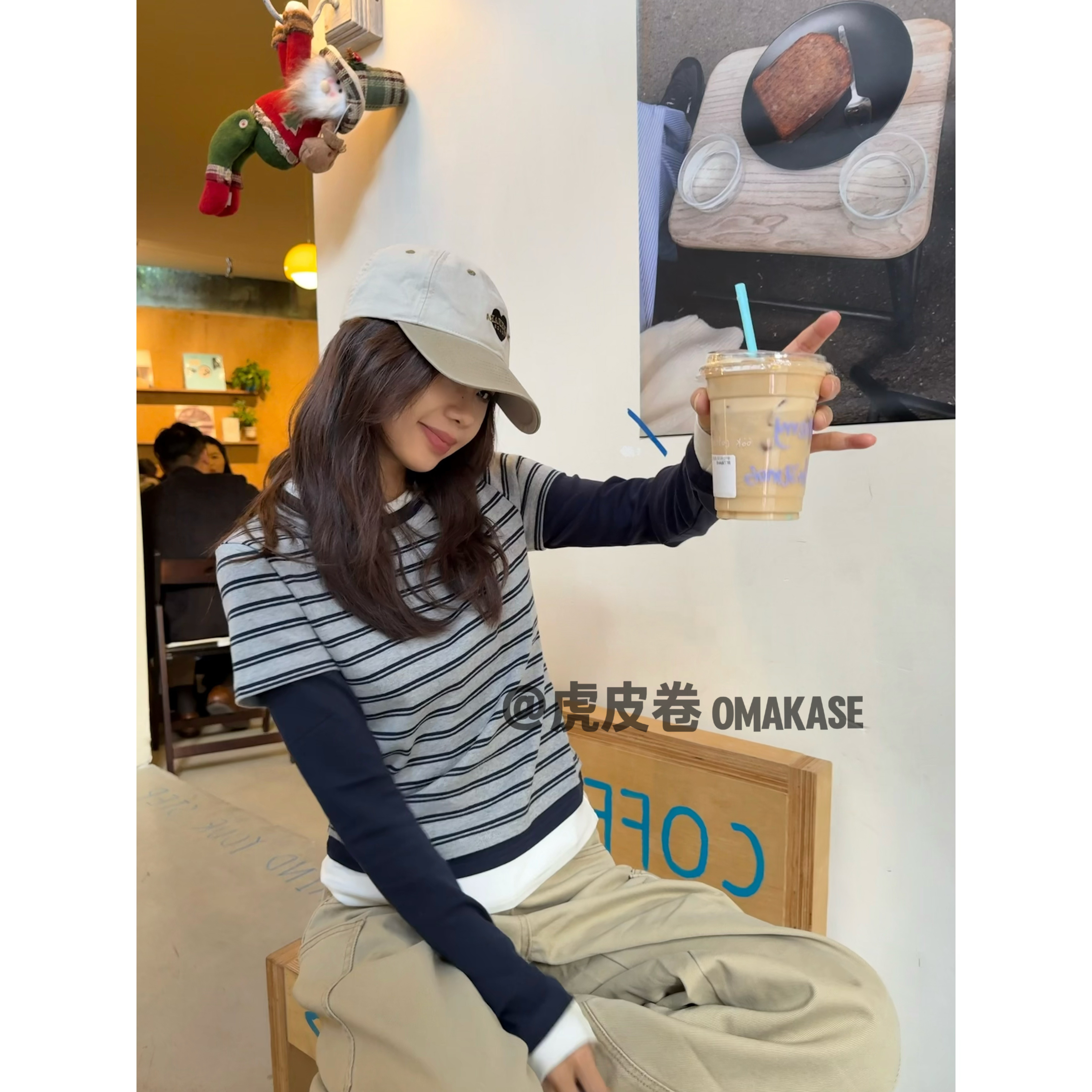 【假三件】圆领套头休闲撞色条纹内搭长袖S251203