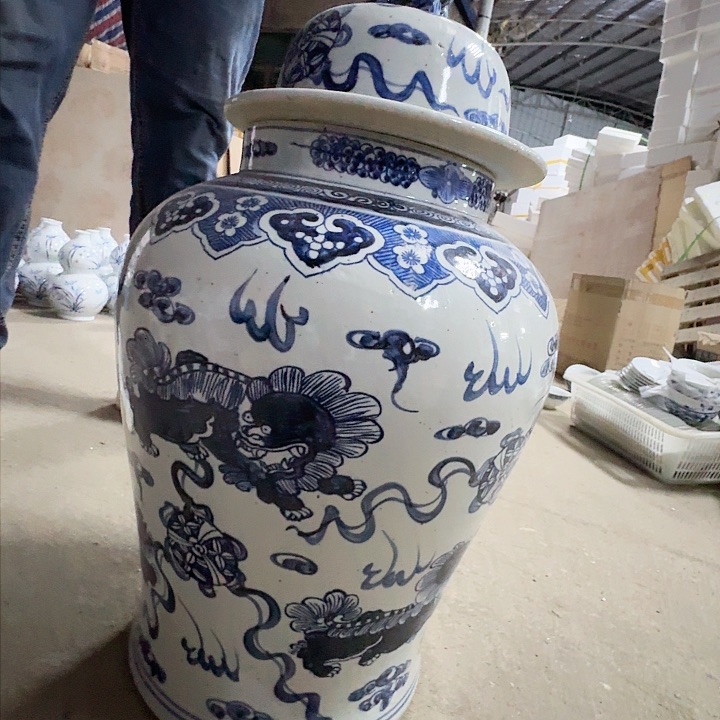 瓷片景德镇陶瓷狮子将军罐大号罐