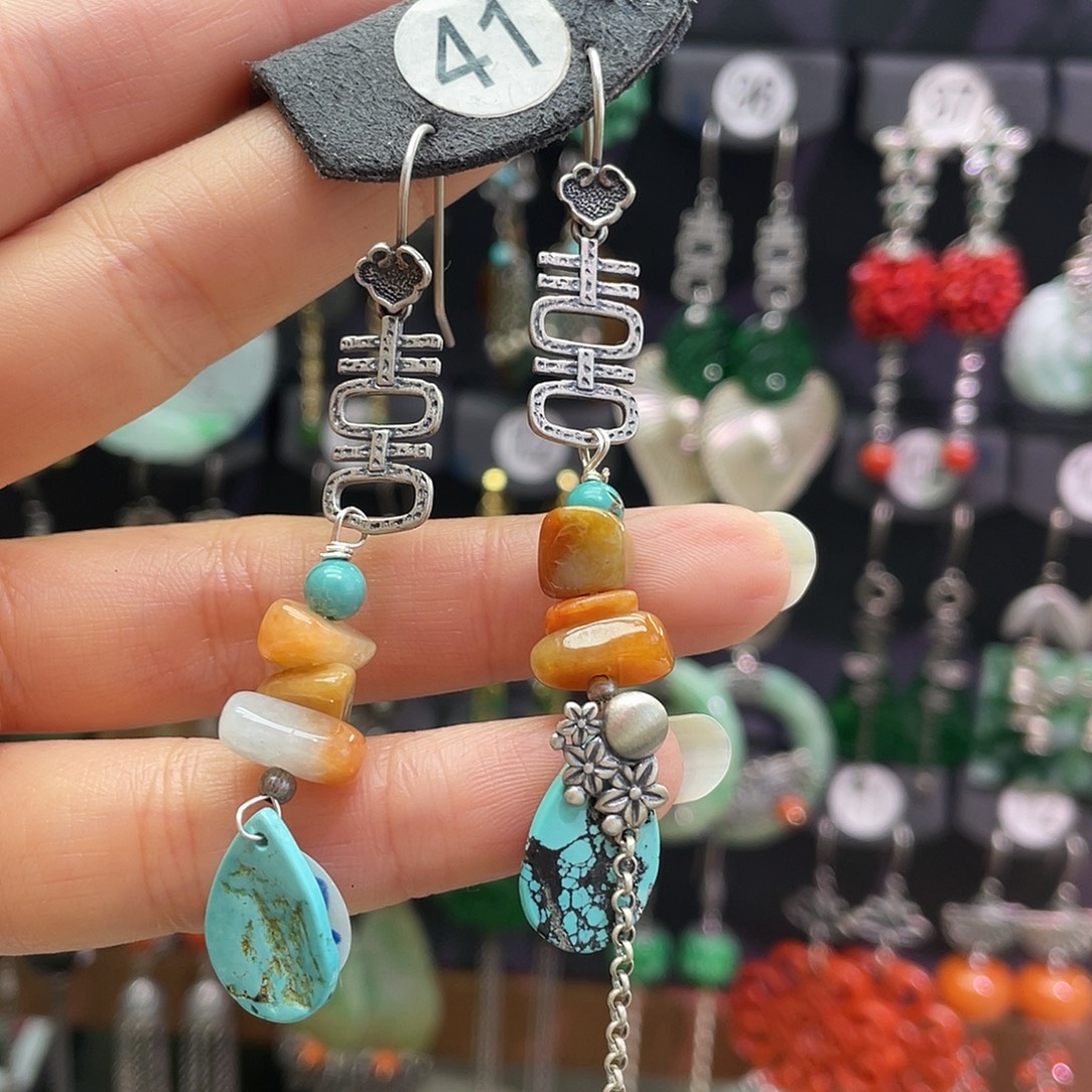 安***器翡翠银S925镶嵌耳饰775hjhhj