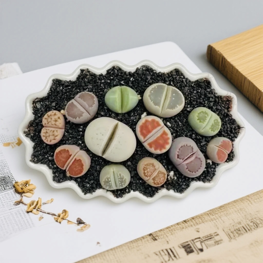 彩拼生石花多肉植物番杏科室内阳台盆栽绿植