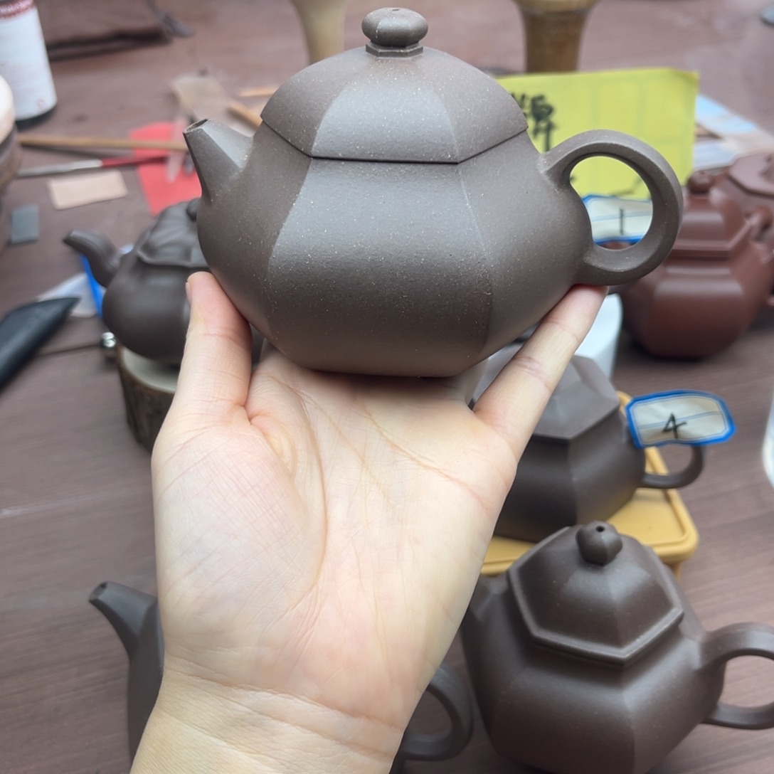 茶壶紫砂六方文旦，天青200cc