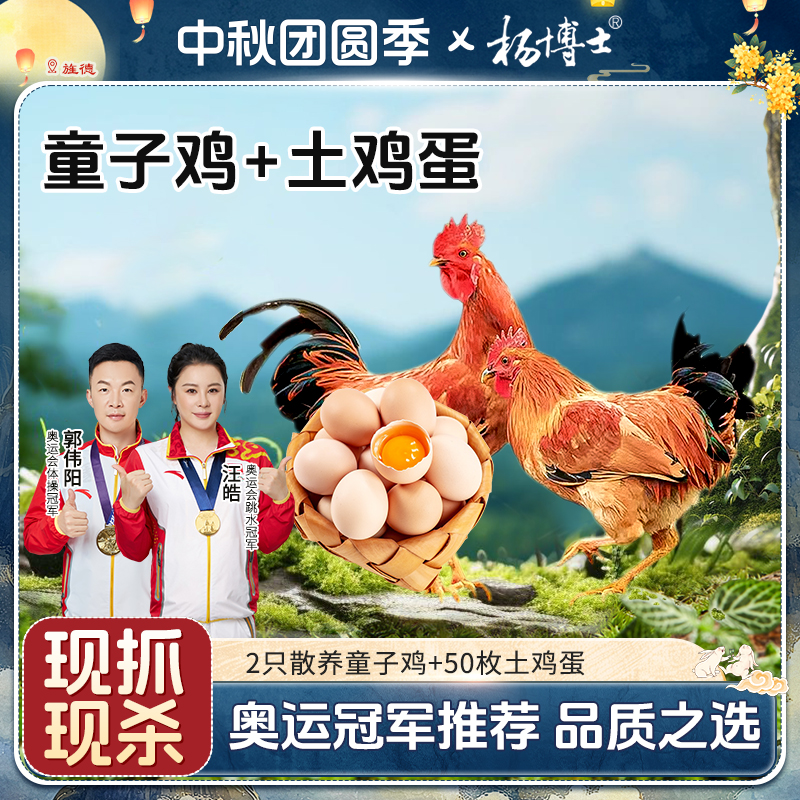 【两只童子鸡+50枚土鸡蛋】杨博士土鸡皖南散养新鲜 包冰率不含冰