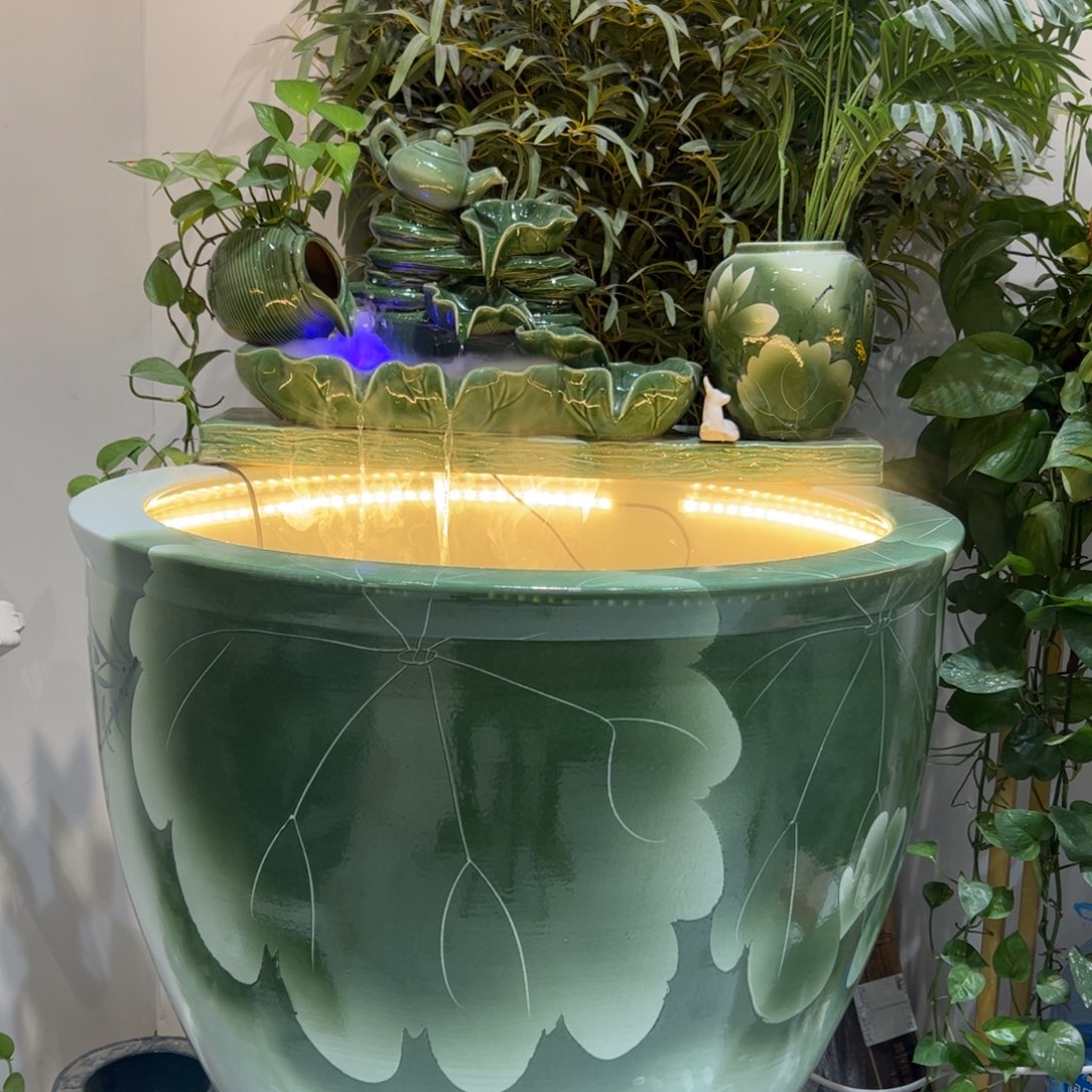 有机玻璃景德镇陶瓷流水摆件