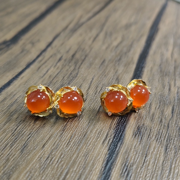 【小宝晶选】天然南红耳钉 多样性发一件 054XBJY