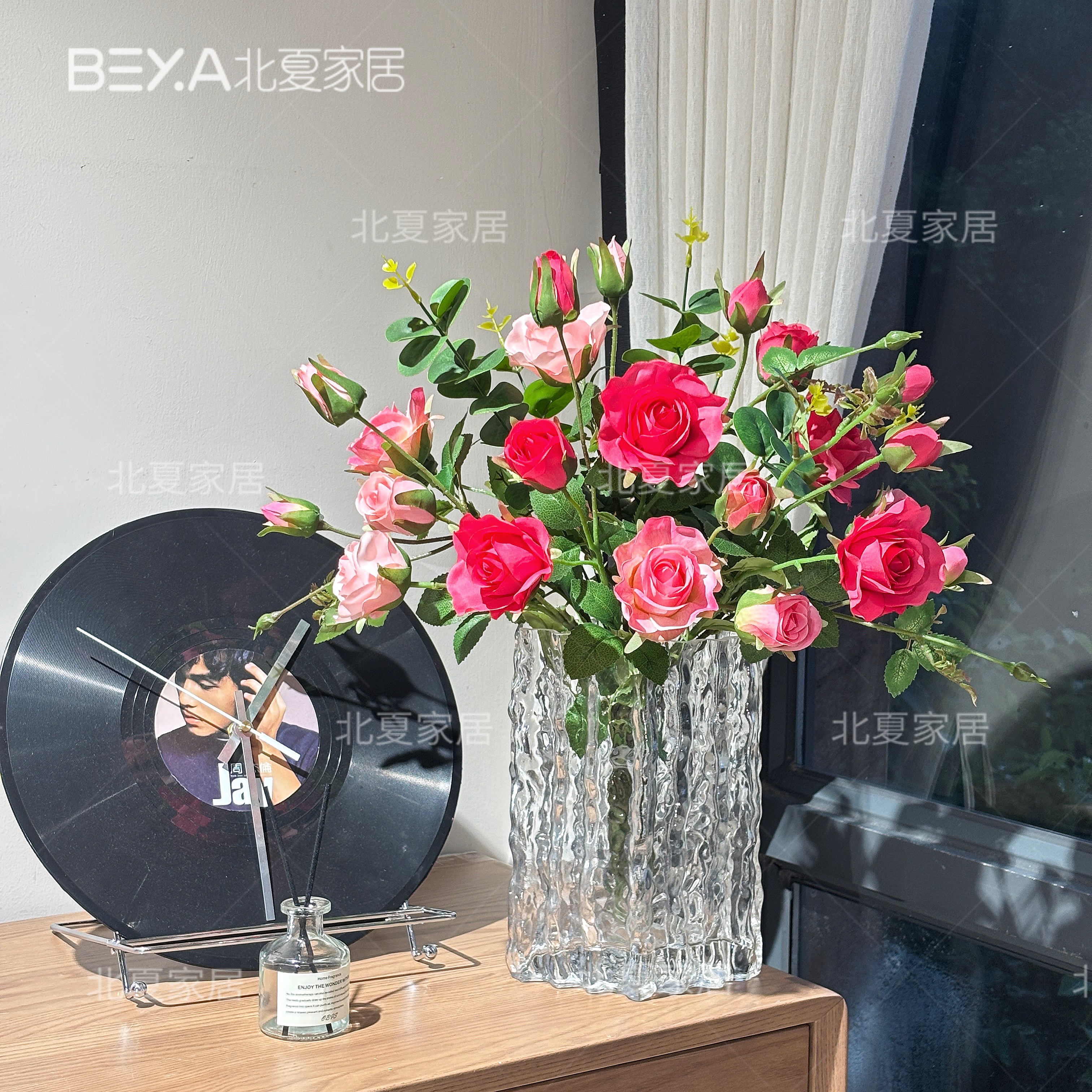 假花ins风北欧仿真绚丽玫瑰花束家居客厅茶几装饰干花绢花摆件