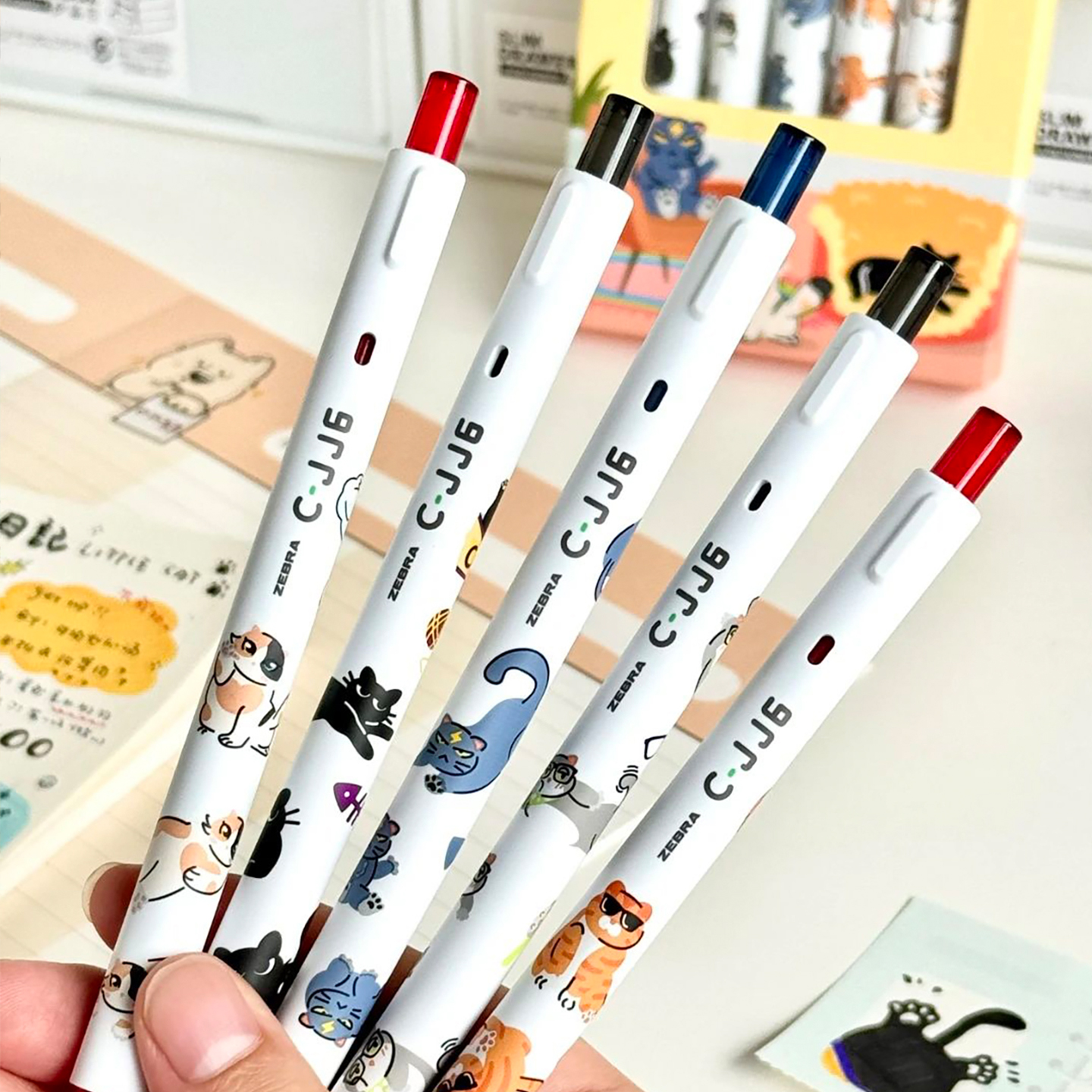 直播专享-猫咪动物限定日本zebra斑马中性笔C-jj6虹彩按动中性笔