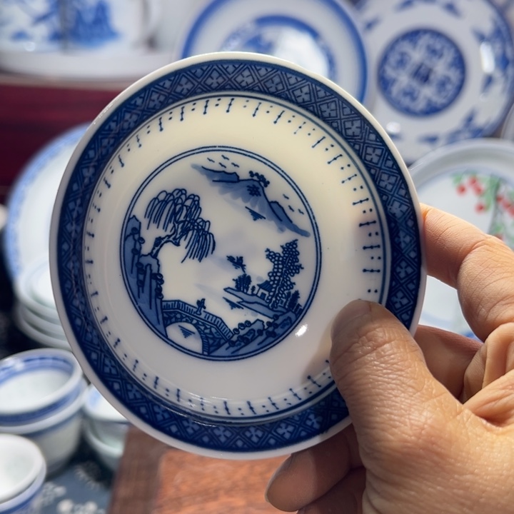 陶瓷手绘梧桐小蘸料碟