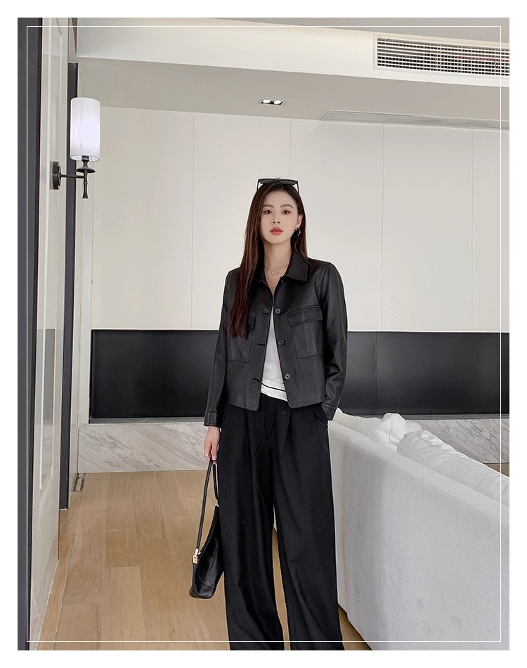 ⑦【试穿样衣 瑕疵库存】真皮皮衣女时尚韩版宽松修身绵羊皮牛皮猪皮