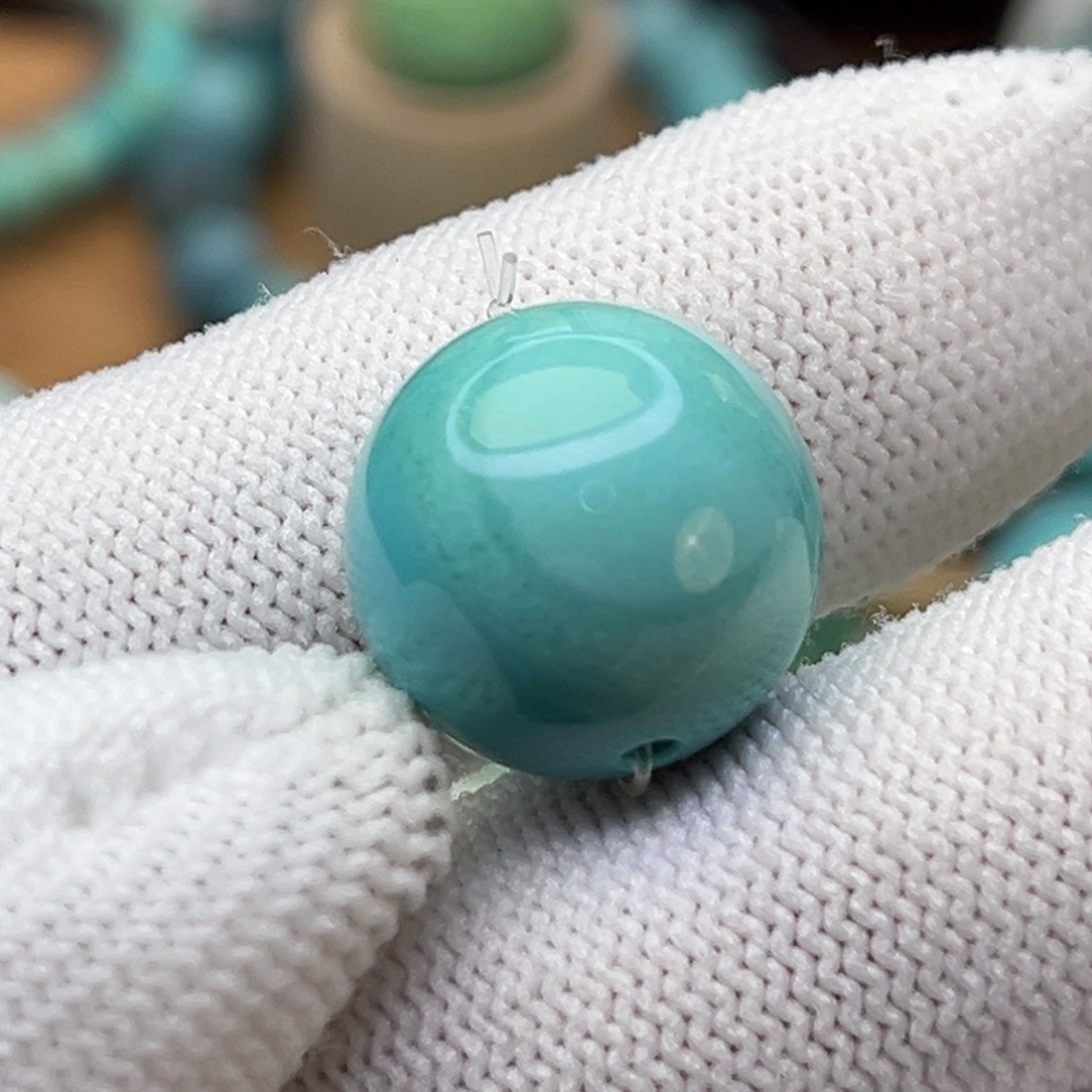 绿松石未镶嵌珠宝奇石精品水波纹圆珠