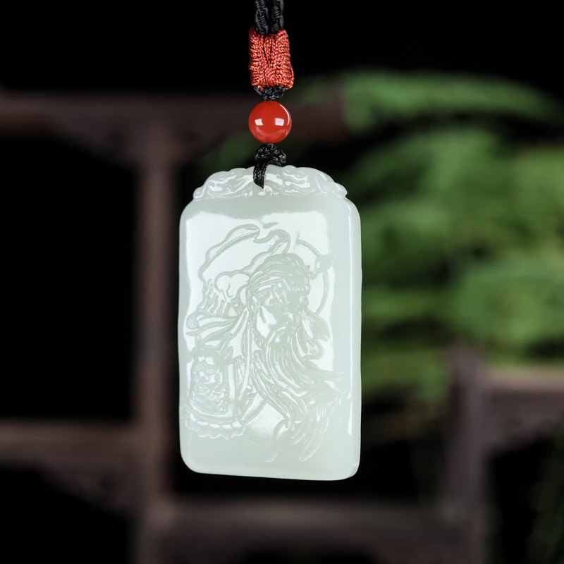 精雕和田玉双面时尚关公龙吊坠手工雕刻情侣男女款玉石关公龙挂坠