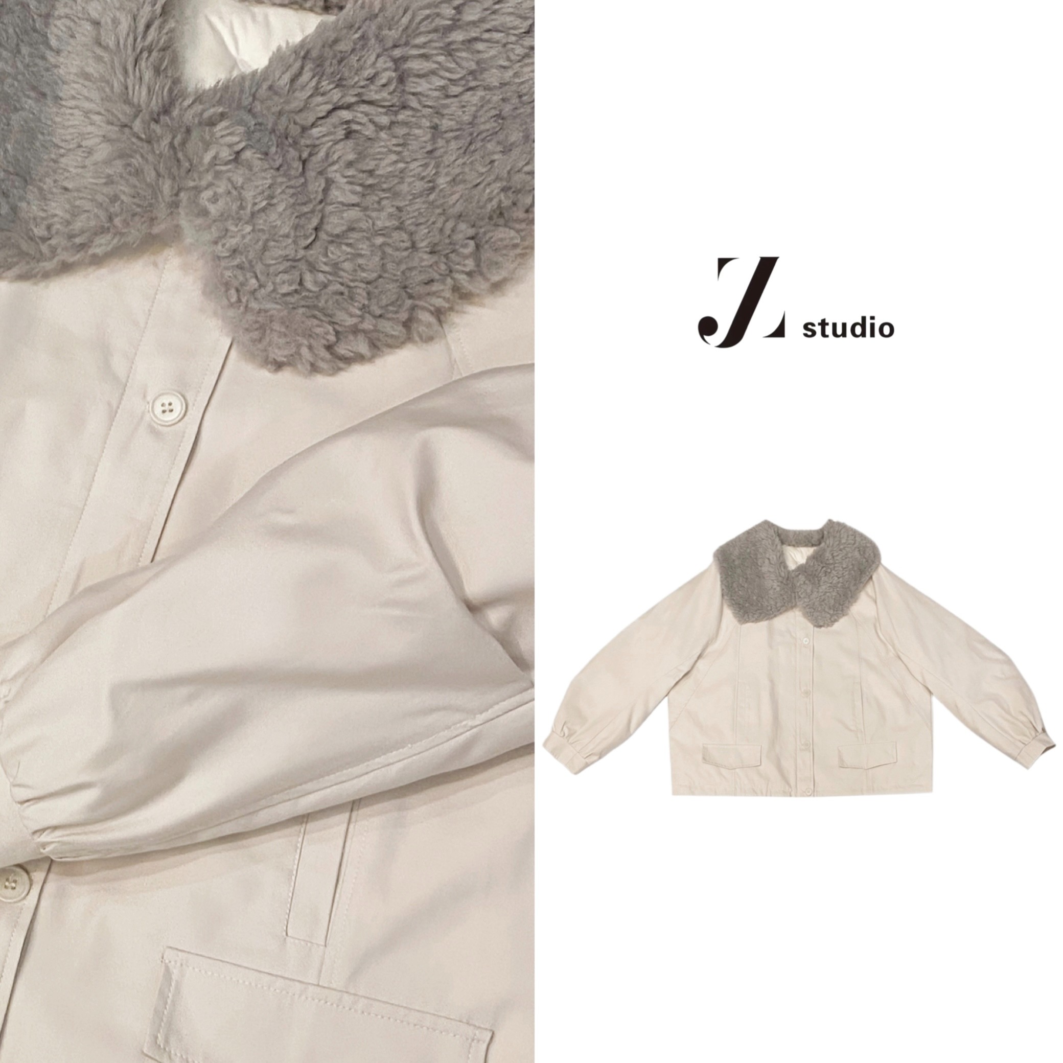 A3大码胖M毛毛大翻领加厚工装外套韩系宽松保暖派克服