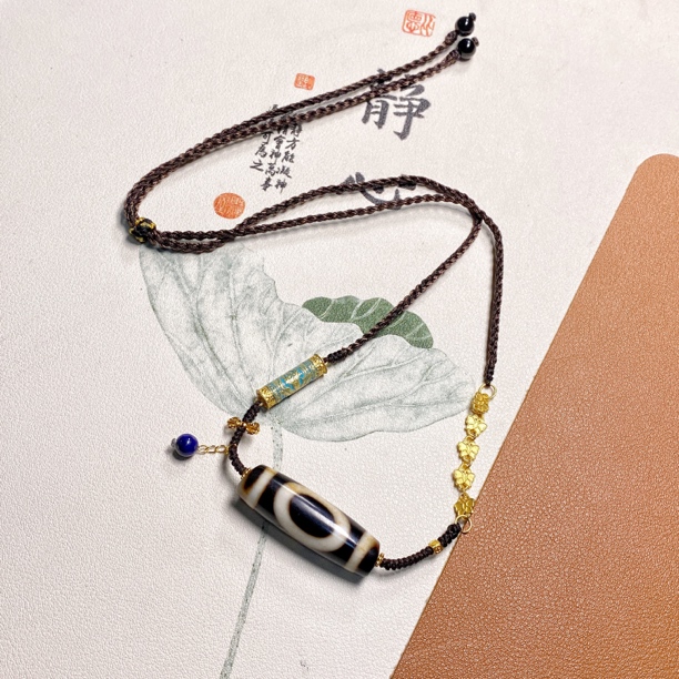 玛瑙带砂一眼万字锁骨链时尚个性设计手工编绳项链气质小众简约