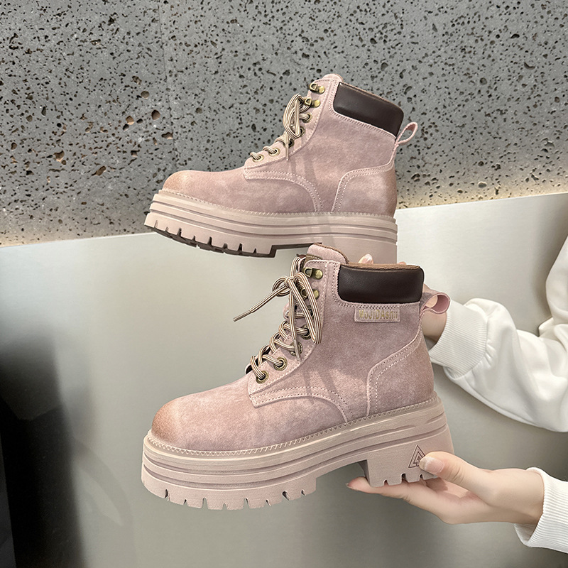 真皮马丁靴女2025新款英伦风内大黄靴秋季小个子厚底短靴女款靴子