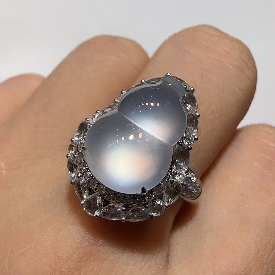 翡翠18K金镶嵌戒指葫芦