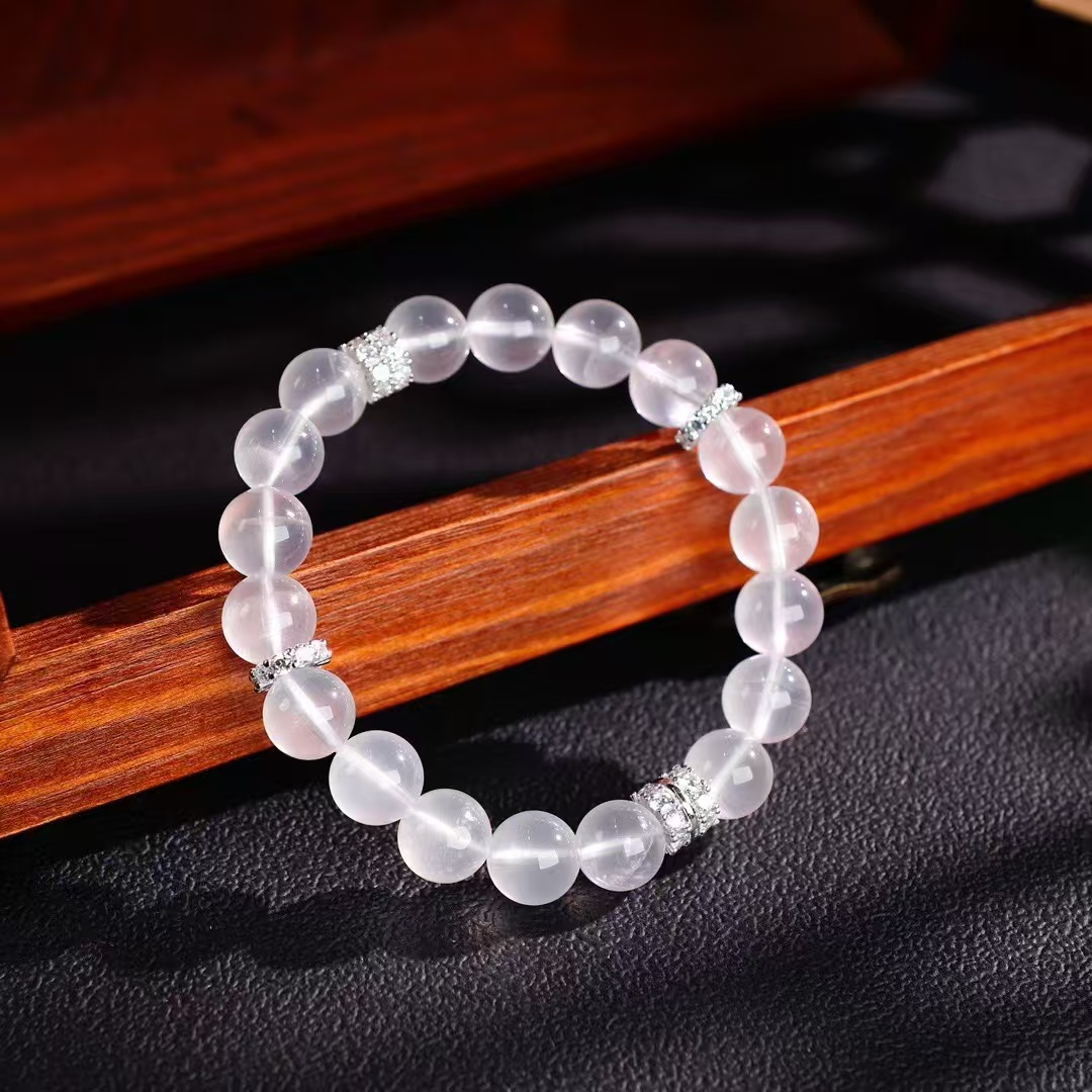 星光朦胧水晶手串DIY原创设计星光粉双边闪钻石路路通款