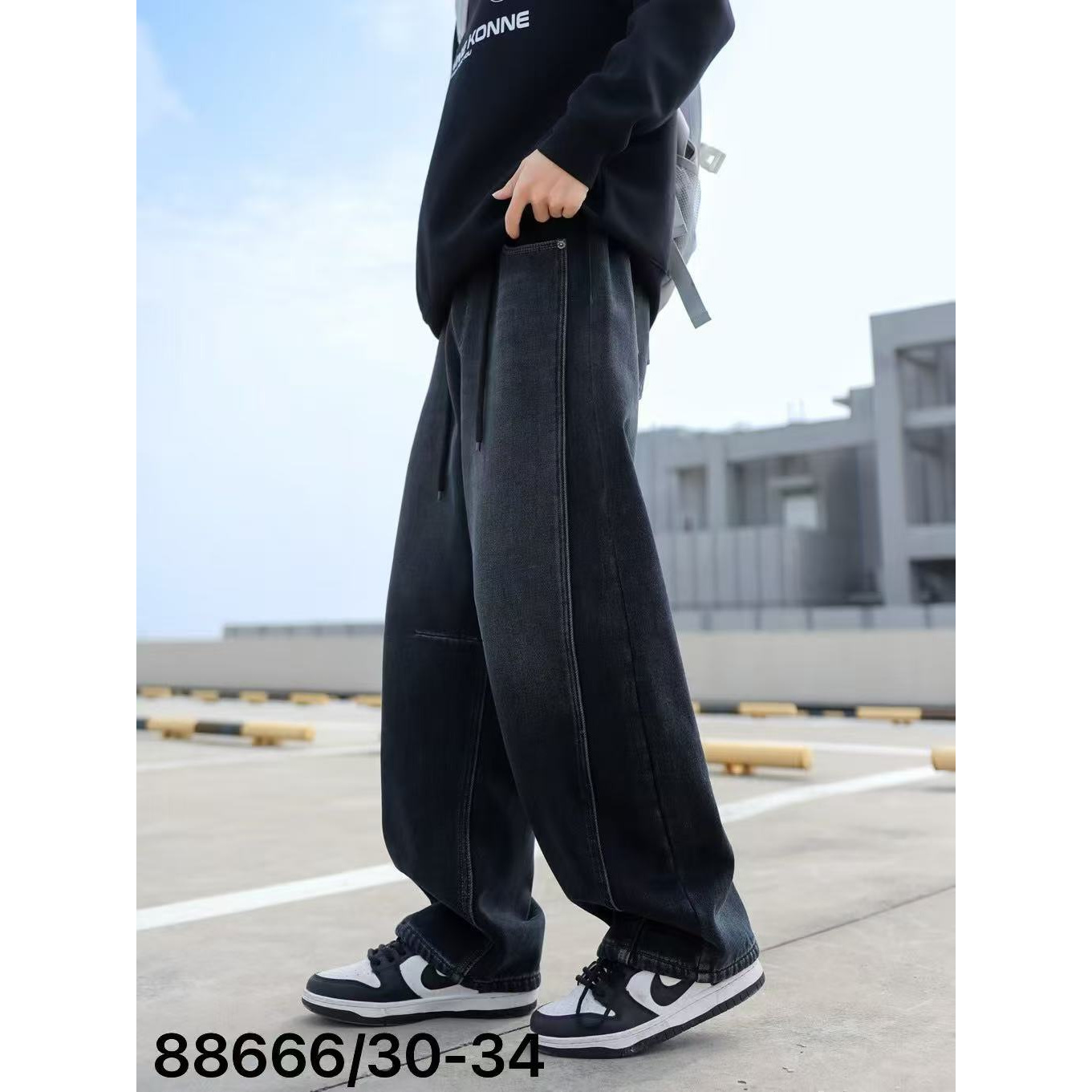 88666 校花校草家青少年韩版加绒直筒牛仔裤（实物为准）