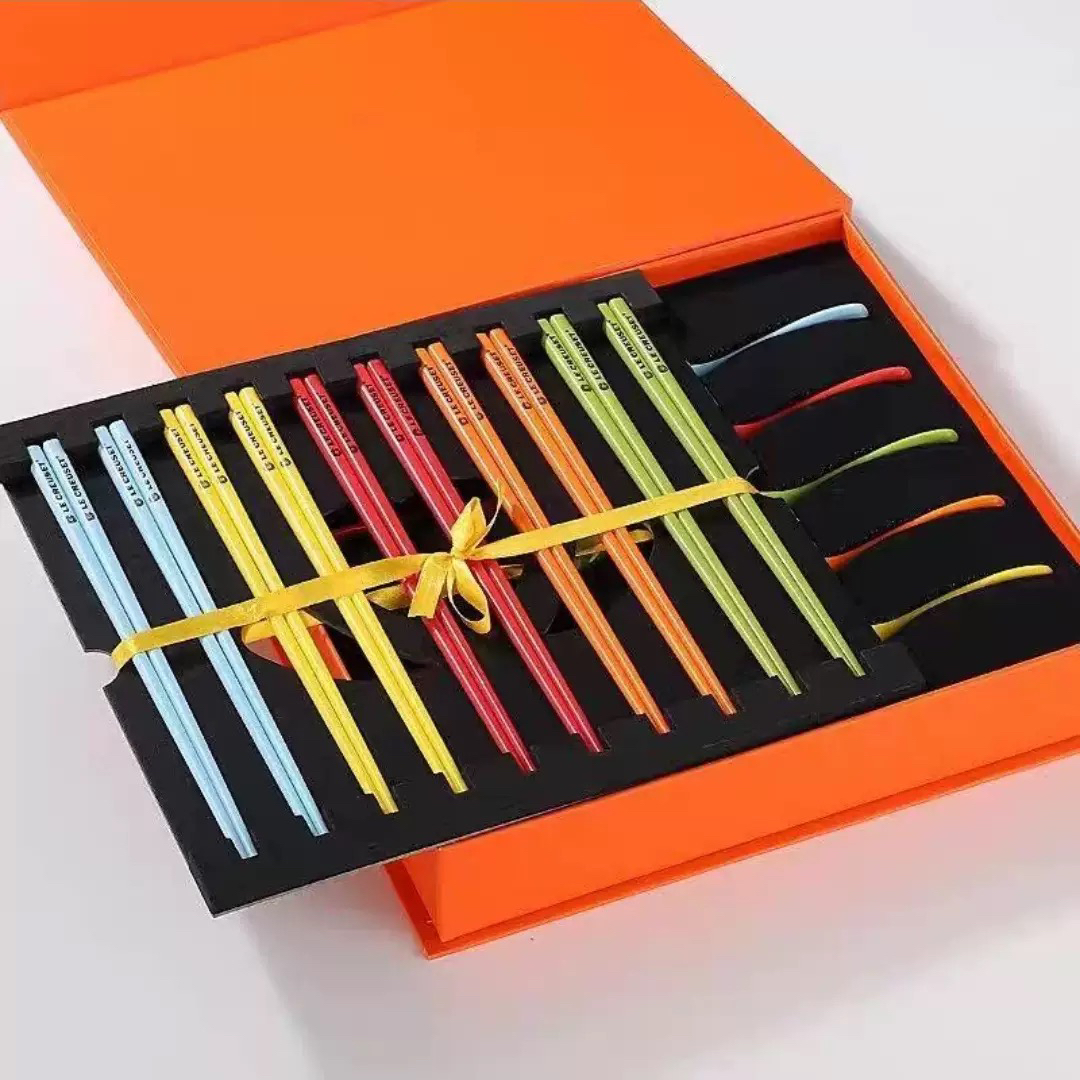 彩虹筷子勺子家用耐高温健康餐具礼盒装