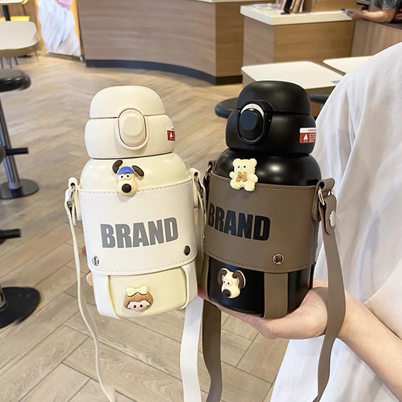 新款简约316不锈钢保温学生保温杯创意大肚杯大容量弹跳吸管便携