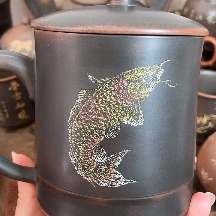 陶土微瑕半手工办公杯