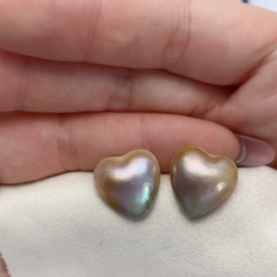 【闪购商品】拼合珍珠（马贝珠）耳饰银S925镶嵌4