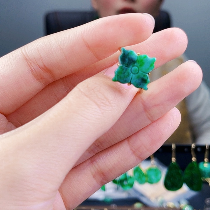 翡翠戒指银S925镶嵌饰品