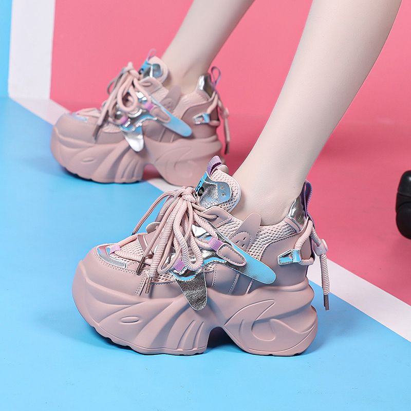 老爹鞋厚底爆款专柜正品女小个子2025运动内增高隐形增高8-10厘米