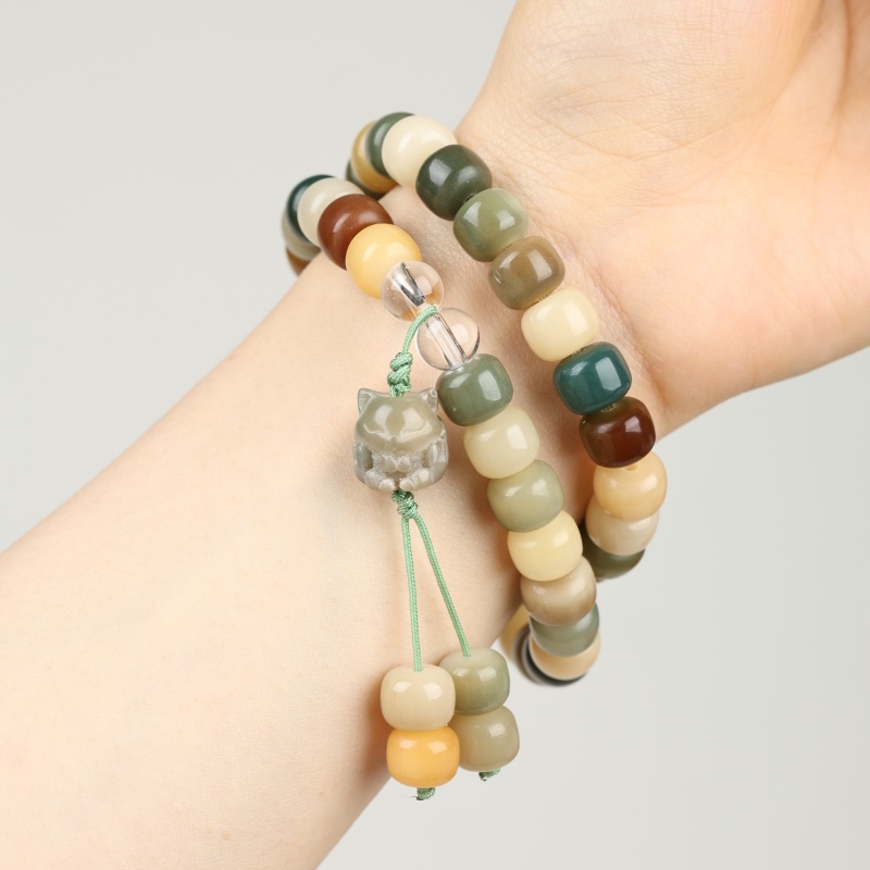 年糕双圈猫咪菩提多圈手串带挂饰MK740