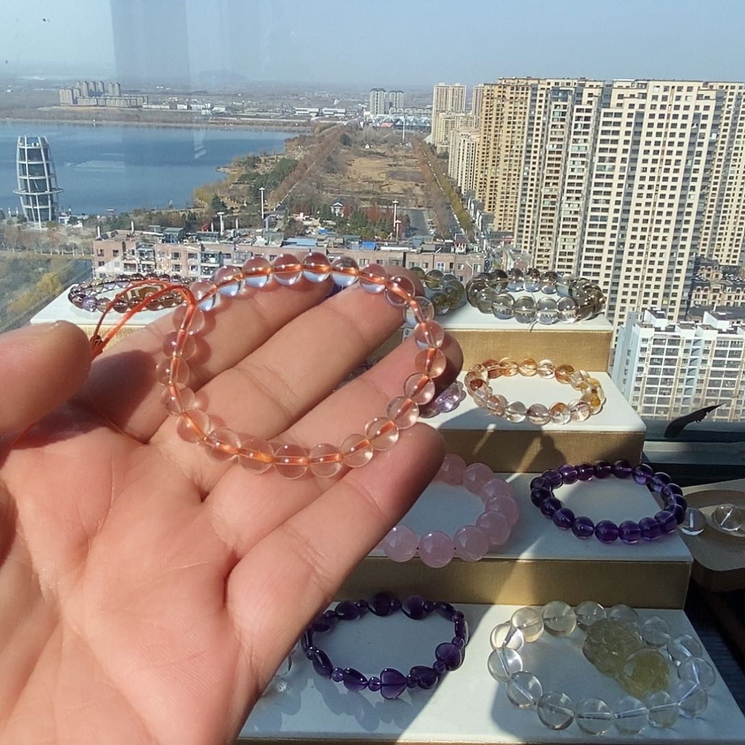 手链未镶嵌水晶巴西黄水晶手串