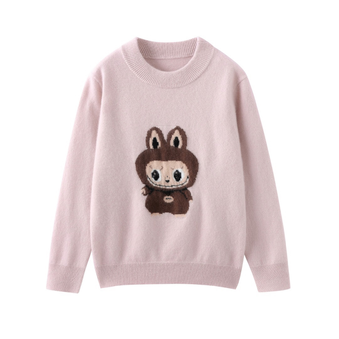 羊绒衫儿童女拉布布提花套头针织衫羊绒上衣打底衫保暖舒适男女童