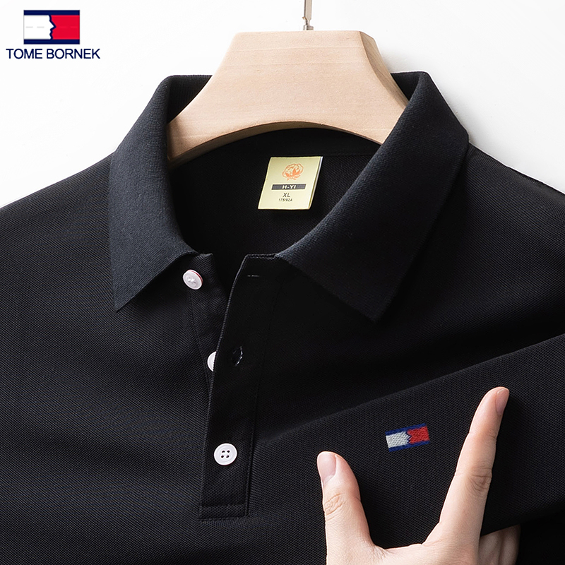 【旗舰店】品牌汤米希凯利短袖POLO衫男夏季纯色休闲透气男士T恤衫